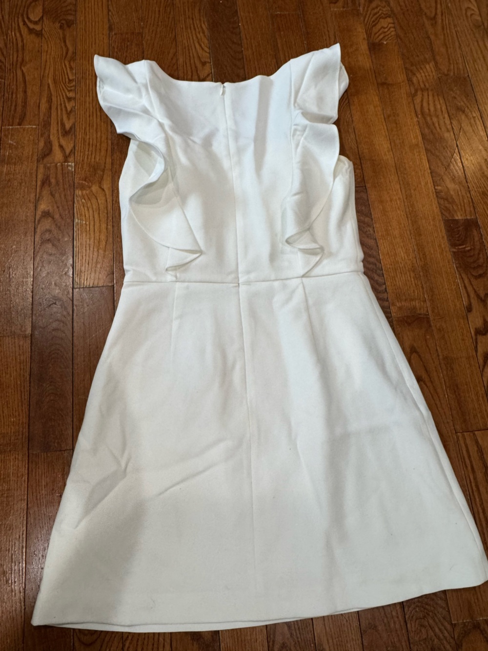 French Connection White Ruffle Sleeve A-Line Dress - Picture 4 of 9